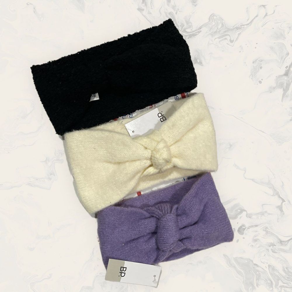 NWT BP.Set of Three Women’s Head Wrap - Purple and Cream-/ Black - one size